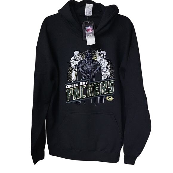 NFL Licensed Black Green Bay Packers Hoodie Sweatshirt Star Wars Themed Adult L - Picture 1 of 11